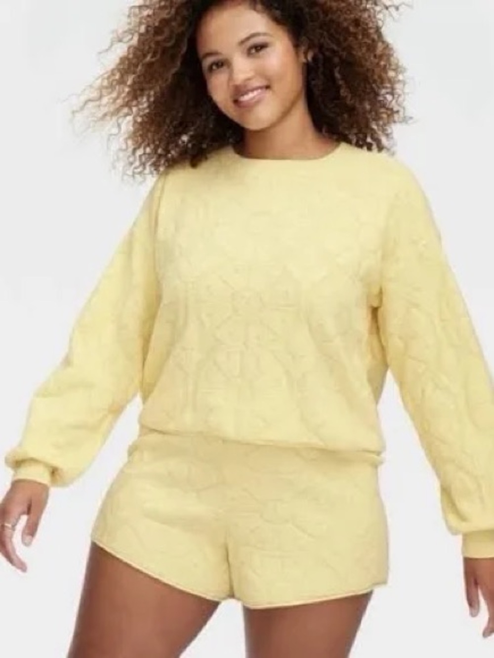 Roller Rabbit Pale Yellow Quilted Sweater